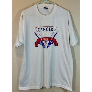 Vintage Single Stitch Fruit of The Loom Made in The USA Cancer Survivor T-Shirt